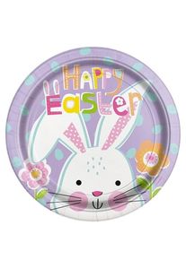 UNIQUE 8 assiettes en papier Happy Easter 22cm