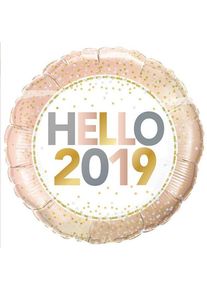 Folat Ballon aluminium Hello 2019 Nouvel An 45cm