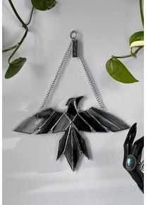 Killstar - Raven Stained Glass Black - Wisząca dekoracja - czarny - Onesize - Szkło,Metal