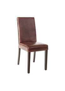 Cadeiras de jantar Bolero cadeiras de jantar com aspeto de couro em castanho antigo, 2 pe&ccedil;as