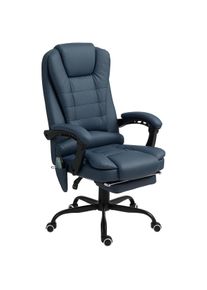 Vinsetto Poltrona da Ufficio Imbottita Reclinabile con Poggiapiedi Blu