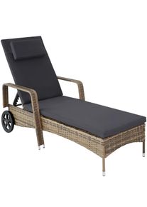 TecTake lettino prendisole in rattan - naturale/grigio scuro - 404589