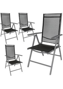 TecTake 4 sedie da giardino in alluminio pieghevoli - nero/antracite - 401634