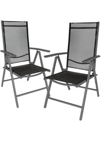 TecTake 2 sedie da giardino in alluminio pieghevoli - nero/antracite - 401633