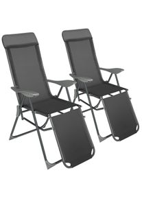 TecTake Set di 2 sedie pieghevoli Jana in alluminio con poggiatesta e poggiapiedi - 405972