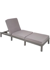 TecTake lettino prendisole in rattan Sofia - grigio - 402308