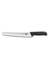 Victorinox Linea Fibrox, coltello per pane e pasticceria, lama ondulata da 26 cm, manico nero