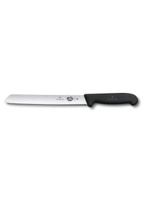 Victorinox Linea Fibrox, coltello da pane, lama ondulata da 21 cm, manico nero