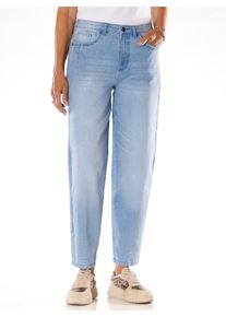 Dames Jeans met mom-snit in blue-bleached ,maat 38, WITT, 81% Katoen, 17% Polyester, 2% Elastan
