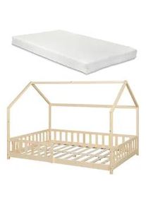 [en.casa] Hausbett Hesel mit Matratze , Textil , Kiefer , 120x200 cm , Babymöbel & Kindermöbel, Kinderzimmer & Jugendzimmer, Kinderbetten, Spielbetten