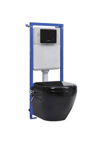 Inodoro suspendido sin borde con cisterna oculta cerámica negro