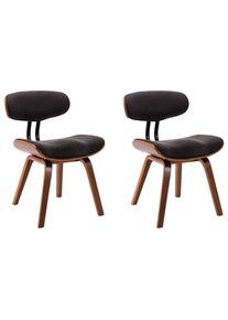 vidaXL Sillas de comedor 2 unidades madera curvada y tela gris