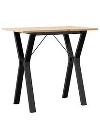Mesa de comedor marco Y madera maciza pino y acero 80x50x75 cm