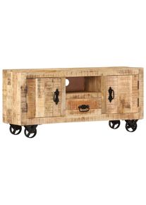 vidaXL Mueble para la TV de madera de mango rugosa 110x30x50 cm