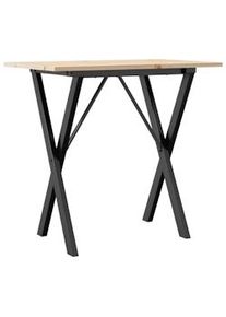 Mesa de comedor marco X madera maciza pino y acero 80x50x75 cm