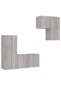 Muebles de TV de pared 4 pzas madera de ingeniería gris Sonoma