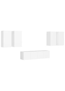 Set de muebles de salón TV 6 piezas madera de ingeniería blanco