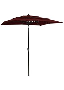 Sombrilla jardín 3 niveles con palo de aluminio burdeos 2x2 m