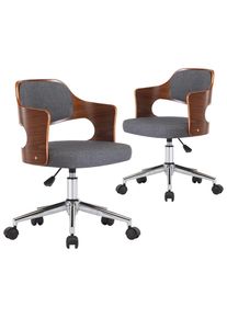 vidaXL Sillas de comedor giratorias 2 uds madera curvada y tela gris