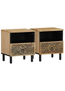 vidaXL Mesitas de noche 2 uds madera maciza de mango 40x33x46 cm