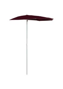 vidaXL Sombrilla de jardín semicircular con palo burdeos rojo 180x90cm