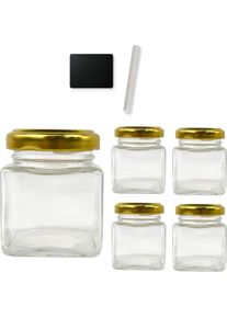 Esp&iacute;rito rebelde 5 frascos quadrados de vidro para especiarias de 80 ml com tampa + 5 ard&oacute;sias + giz - Frascos de arruma&ccedil;&atilde;o para cozinha