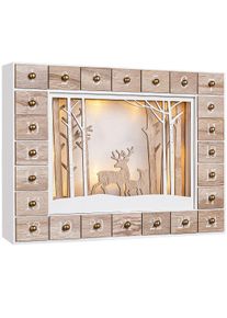 Spielwerk Adventskalender Winterlandschap Hout LED