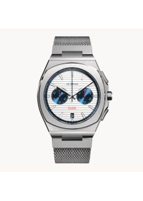 deTomaso Men's Watch - Silver White - Chronograph, case made of surgical steel, sapphire-hardened mineral glass, mesh Strap, 42mm diameter, Japanese Meca-