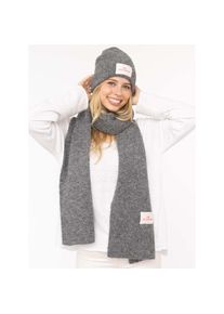 Zwillingsherz , Strickmütze »"Patch"« gerippt, mit Wolle und Umschlag, mit Patch , Anthrazit