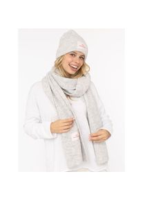 Zwillingsherz , Strickmütze »"Patch"« gerippt, mit Wolle und Umschlag, mit Patch , Hellgrau