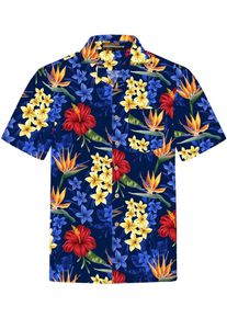 Hawaiihemdshop.de Chemise 'Hawaiihemd "Flowerful Summer (blue)"' Homme bleu taille S