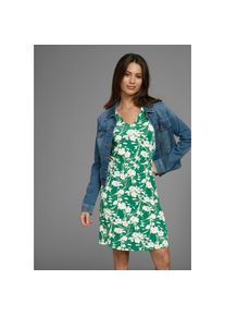 Laura Scott , Sommerkleid mit Flügelärmeln, V-Ausschnitt & elastischem Bund , grün-weiß-floral , N-Gr , 32/34 -N-Gr , 32/34 , Shirtkleid mit...