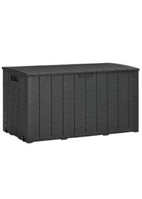 Outsunny Baú de Armazenamento Exterior 366L com Parede Dupla Rodas Alças para Varanda Pátio Carga 100 kg 122,4x62x64,5 cm Preto