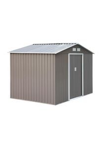 Outsunny Abrigo de Jardim Exterior 4,83m² 277x195x192cm Abrigo e Jardim Metálico para Armazenamento de Ferramentas com Base Incluída e 4 Janelas Cinza