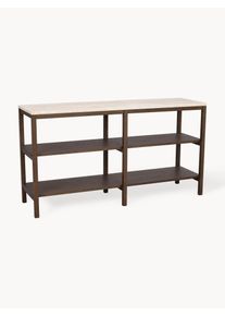 Rowico Home Hylla i Ekträ med Skiva i Travertin Brun Trä, Massivt Trä, Travertin B 140 x H 75 cm