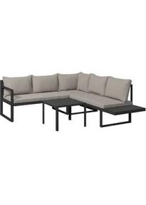 Ambia Garden Loungegarnitur , Grau, Dunkelgrau , Metall, Kunststoff , 3-teilig , Füllung: Schaumstoff,Polyester , einzeln stellbar , 142.5x70x67 cm , wetterbeständig , Gartenmöbel, Loungemöbel, Loungegarnituren