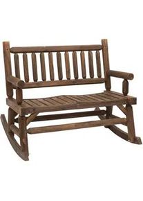 Outsunny Schaukelbank aus Holz,mit Armlehne, bis 250 kg belastbar, 112 x 96 x 93 cm , Braun , 96x93x112 cm , Gartenmöbel, Gartenbänke