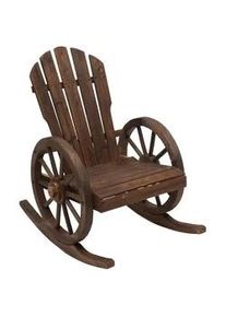 Outsunny Schaukelstuhl, mit Rollen-Design, Massivholz, Dunkelbraun, 68 x 88 x 92 cm , Holz , 88x92x68 cm , Gartenmöbel, Gartenliegen, Liegestühle