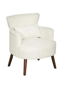 HOMCOM Sessel mit Rückenlehne, abgerundeten Armlehnen Gepolstert Loungesessel Kordoptik , Beige , Textil , 69x78x69.5 cm , Wohnzimmer, Sessel, Ohrensessel