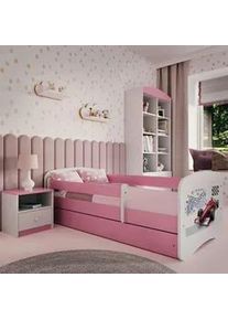 Mid.you Kinder-/Juniorbett , Weiß, Pink , Textil , Birke , Sperrholz,Schichtholz , H2 , 1-Zonen , Höhe ca. 15 cm , links montierbar, rechts montierbar , 80x160 cm , nicht verstellbar , Babymöbel & Kindermöbel, Kinderzimmer & Jugendzimmer, Kinderbetten, Kinderbetten & Jugendbetten