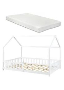 [en.casa] Hausbett Hesel mit Matratze , Weiß , Textil , Kiefer , 120x200 cm , Babymöbel & Kindermöbel, Kinderzimmer & Jugendzimmer, Kinderbetten, Spielbetten