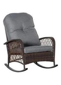 Outsunny Poly Rattan Schaukelstuhl mit Kissen Braun 75 x 98 x 91 cm , Kunststoff , 98x91x75 cm , Gartenmöbel, Gartensessel, Gartenstühle