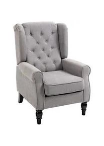 HOMCOM Einzelsessel mit Tufting Relaxsessel Einzelstuhl Holzfüße Polyester 2 Farben , Textil , Echtholz,Eukalyptusholz , Füllung: Schaumstoff,Schaumstoff , 86x102x74 cm , Wohnzimmer, Sessel, Polstersessel