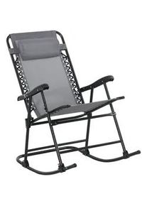 Outsunny Schaukelstuhl, mit Kopfkissen, bis 120 kg, Mesh, Hellgrau, 95 x 64 x 106 cm , Metall , 64x106x95 cm , Gartenmöbel, Gartenliegen, Liegestühle