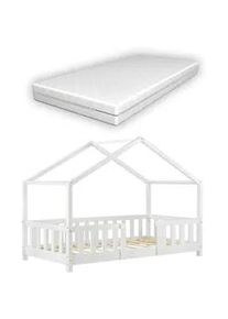 [en.casa] Hausbett Treviolo mit Matratze , Textil , Kiefer , 80x160 cm , Babymöbel & Kindermöbel, Kinderzimmer & Jugendzimmer, Kinderbetten, Spielbetten