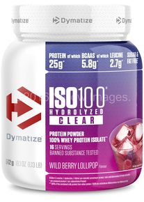 Dymatize ISO 100 Hydrolized Clear, 512 g Dose, Wild Berry Lollipop