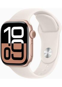 Apple Watch Series 10 Aluminium 42 mm (2024) | GPS + Cellular | roségold | Sportband M/L | Stjärnglans