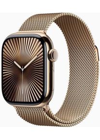 Apple Watch Series 10 Titan 42 mm (2024) | GPS + Cellular | guld | Milanesisk loop | guld