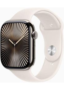 Apple Watch Series 10 Titan 46 mm (2024) | GPS + Cellular | naturlig | Sportband M/L | Stjärnglans