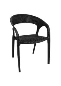 Gastronoble Sillas de ratán Bolero con reposabrazos fabricadas en ratán PP en color negro, 4 piezas